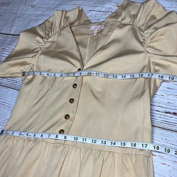 REBECCA TAYLOR Vintage 80’s Inspired Buttercream 1/2 Sleeve Faille Dress - Picture 12 of 16